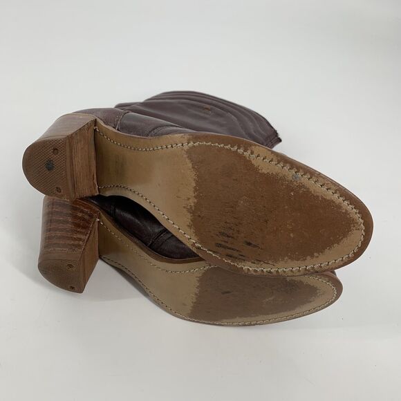 Vintage 1970s Dexter Leather Heeled Cowboy Boots 8.5 M Womens Dark Brown - Picture 6 of 9